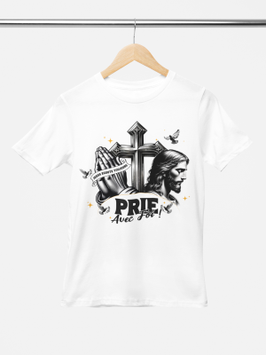 T-shirt chrétien "Prie Avec Foi" | Élégance spirituelle