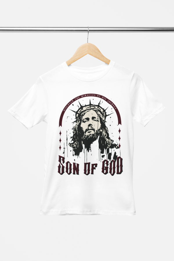 mockup-of-a-round-neck-bella-canvas-t-shirt-placed-on-a-hanger-m33392(2) T-shirt chrétien "Son of God" | Affirmation spéciale